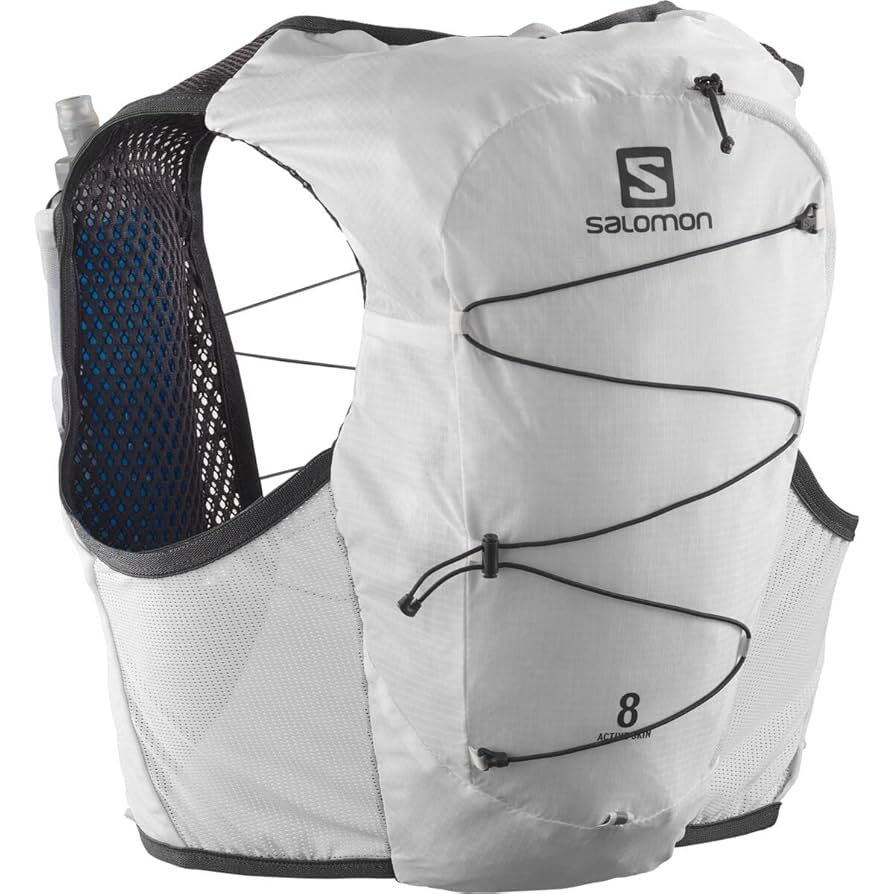 Salomon active skin 8Mサイズ ランニングベスト ホワイト SALOMON ACTIVE SKIN 8 SET | Runtrip Store